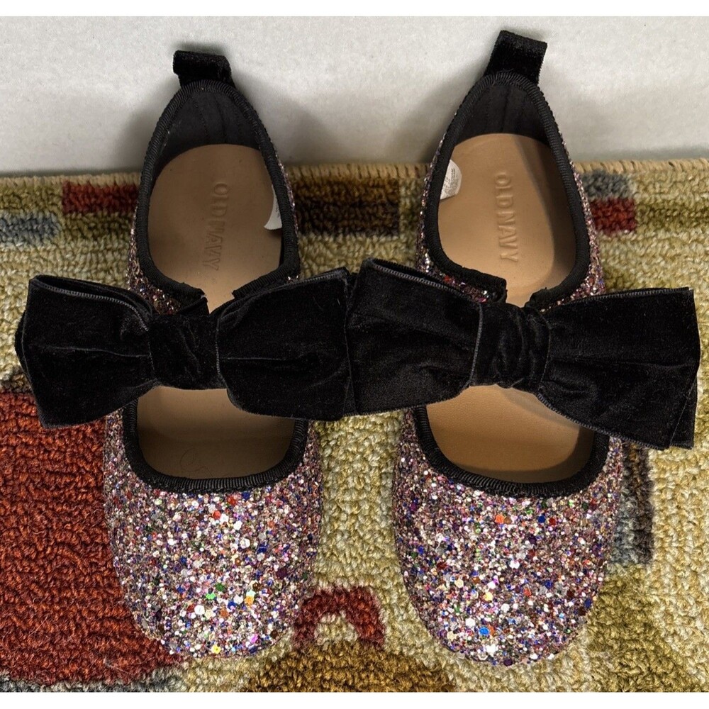 Old Navy Girls Glitter Ballet Flats with Bow size 12 Y